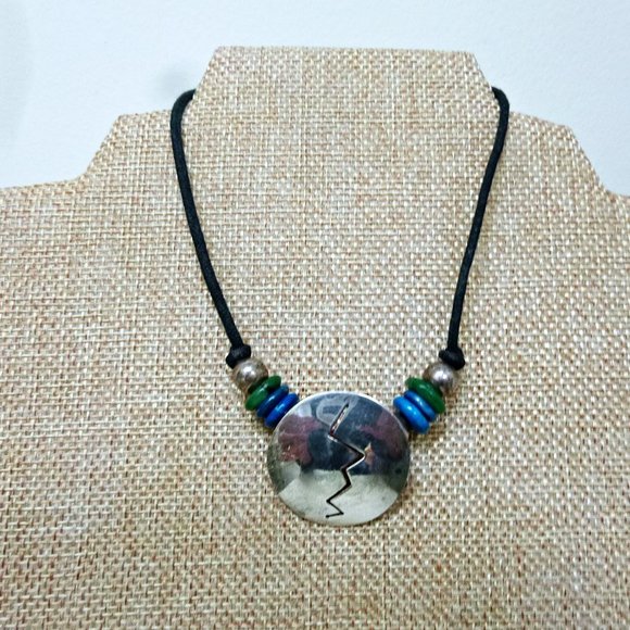 Vintage Southwestern Sterling Spirit Shield Choker Necklace - Picture 2 of 3